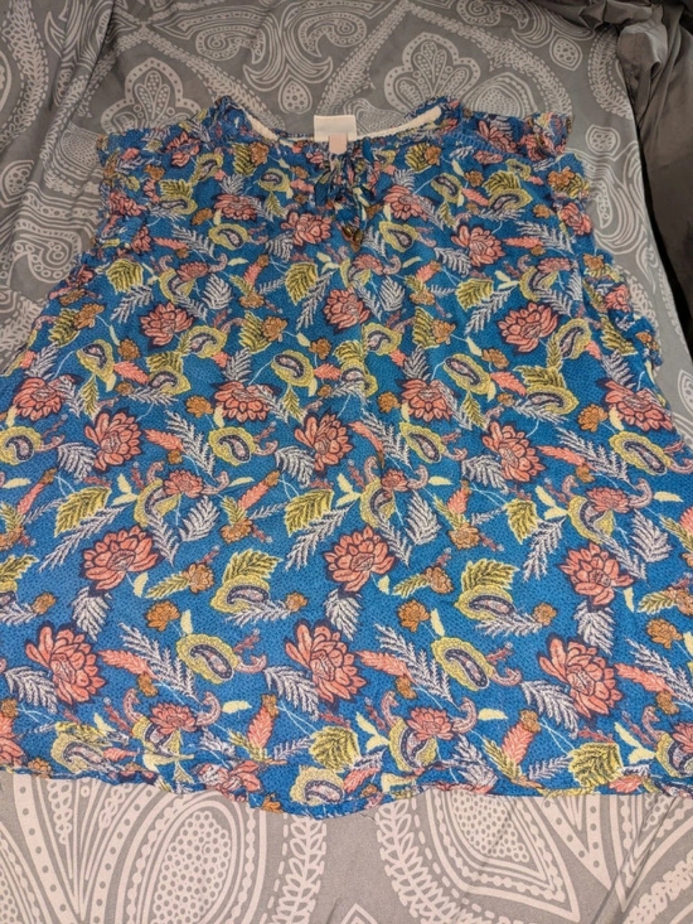 KNOX ROSE Floral High Waist Shorts in Blue XXL Like New